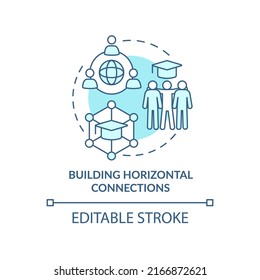 Building horizontal connections turquoise concept icon. Principle of learning abstract idea thin line illustration. Isolated outline drawing. Editable stroke. Arial, Myriad Pro-Bold fonts used