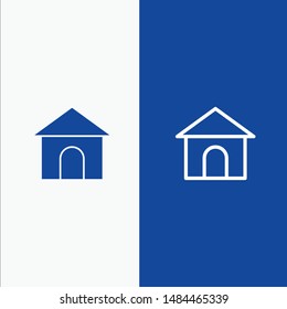 Building, Hose, House, Shop Line and Glyph Solid icon Blue banner Line and Glyph Solid icon Blue banner. Vector Icon Template background