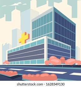 The building of the hospital is beautifully executed vector graphics. EPS10.