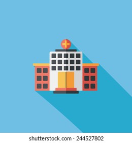 building hospital flat icon with long shadow,eps10