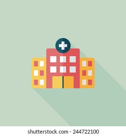building hospital flat icon with long shadow,eps10