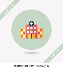 building hospital flat icon with long shadow,eps10