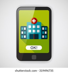 building hospital flat icon with long shadow,eps10