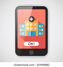 building hospital flat icon with long shadow,eps10