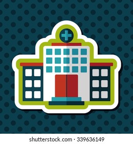 building hospital flat icon with long shadow,eps10