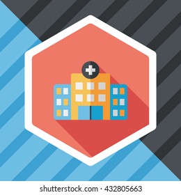 building hospital flat icon with long shadow,eps10