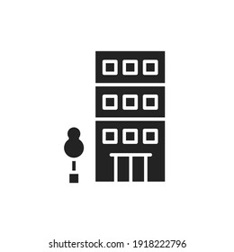 Building hotel color line icon. Isolated vector element. Outline pictogram for web page, mobile app, promo