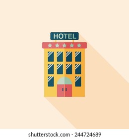 Building hotel flat icon with long shadow,eps10