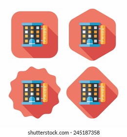 Building hotel flat icon with long shadow,eps10