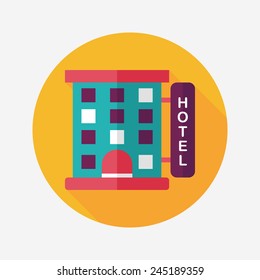 Building hotel flat icon with long shadow,eps10
