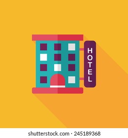 Building hotel flat icon with long shadow,eps10