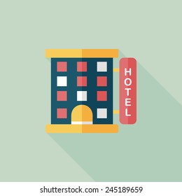 Building hotel flat icon with long shadow,eps10