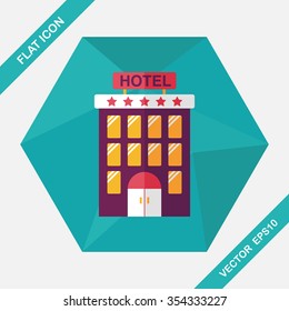 Building hotel flat icon with long shadow,eps10
