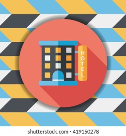 Building hotel flat icon with long shadow,eps10