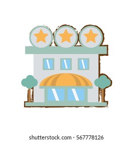 building hotel lodging stars color sketch vector illustration eps 10