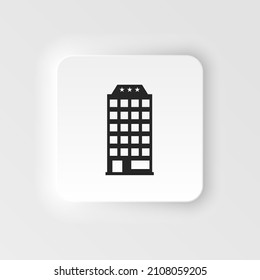 Icono de estilo neumórfico de construcción Plantilla de descarga gráfica vectorial Moderno. Hotel de construcción