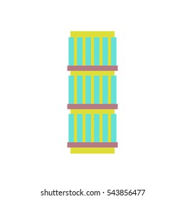 Building, house and architecture object. Business Property. Urban element in cartoon style. Icon of public buildings and facilities. Municipal office and biz facility.