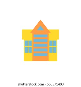 Building, house and architecture object. Business Property. Urban element in cartoon style. Icon of public buildings and facilities. Municipal office and work facility.