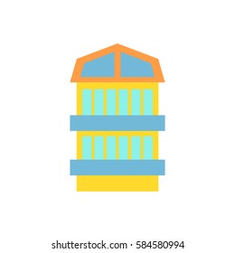 Building, house and architecture object. Business Property. Urban element in cartoon style. Icon of public buildings and facilities. Municipal office and business facility.