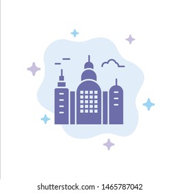 Building, House, Canada Blue Icon on Abstract Cloud Background. Vector Icon Template background