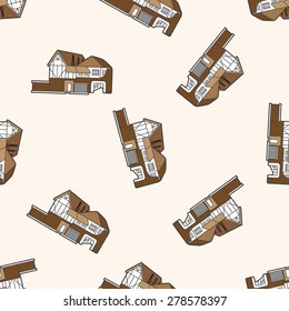 Building house, cartoon seamless pattern background