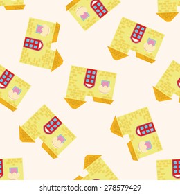 Building house, cartoon seamless pattern background