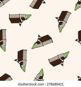 Building house, cartoon seamless pattern background