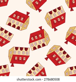 Building house, cartoon seamless pattern background