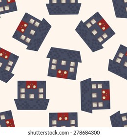 Building house, cartoon seamless pattern background