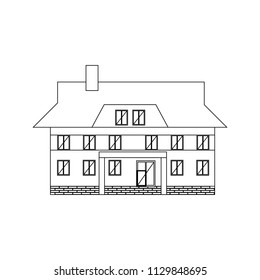 Building House coloring pages on the white background, Vector illustration