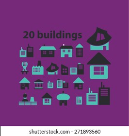 Building, House, Constuction Icons, Signs, Illustations Set, Vector For Web, Mobile Application