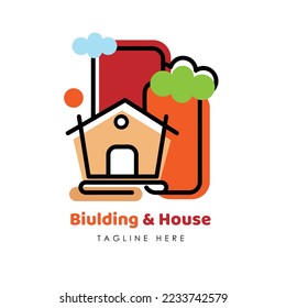 Building and house contruction industry logo with dummy text vector illustration on white background.