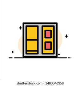 Building, House, Door  Business Flat Line Filled Icon Vector Banner Template