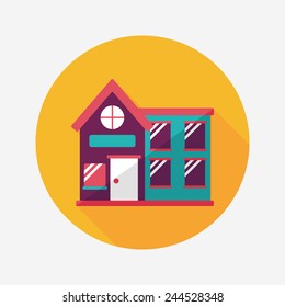 Building house flat icon with long shadow,eps10