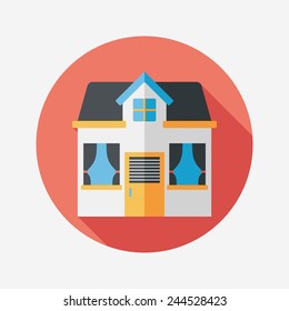 Building house flat icon with long shadow,eps10