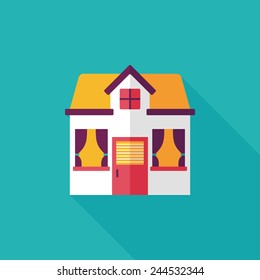 Building house flat icon with long shadow,eps10