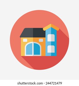 Building house flat icon with long shadow,eps10