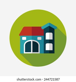 Building house flat icon with long shadow,eps10