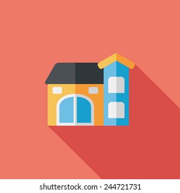 Building house flat icon with long shadow,eps10