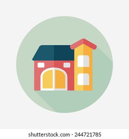 Building house flat icon with long shadow,eps10