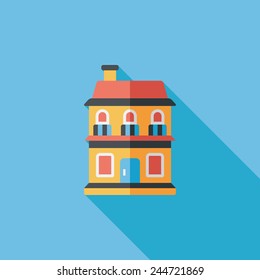 Building house flat icon with long shadow,eps10
