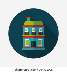 Building house flat icon with long shadow,eps10