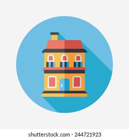 Building house flat icon with long shadow,eps10