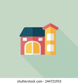 Building house flat icon with long shadow,eps10