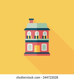 Building house flat icon with long shadow,eps10