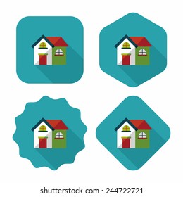Building house flat icon with long shadow,eps10