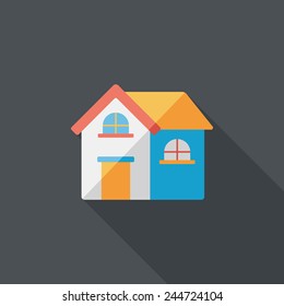 Building house flat icon with long shadow,eps10