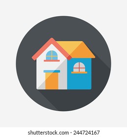 Building house flat icon with long shadow,eps10