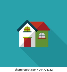 Building house flat icon with long shadow,eps10