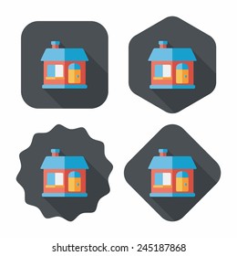 Building house flat icon with long shadow,eps10